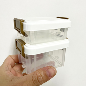 Boîte de <span class=keywords><strong>rangement</strong></span> à verrouillage polyvalente à 2 couches avec couvercle Organisateur de <span class=keywords><strong>couture</strong></span> transparent Boîte empilable Petite boîte en plastique empilable - Product Image 1
