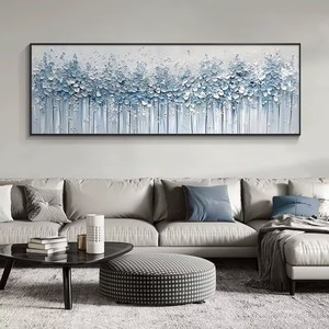 Hiện Đại Tường Trừu Tượng Treo 3D Tường Nghệ Thuật Nhà Máy Bán Buôn Kết Cấu Sơn Dầu Màu Xanh Vải Hoa Tác Phẩm Nghệ Thuật Trang Trí Nội Thất - Product Image 3