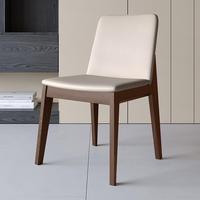Chaises de salle à manger italiennes modernes, style nordique simple, pieds en bois massif, chaises de salle à manger décontractées avec dossier en cuir pour la maison, le salon, L046