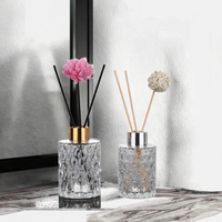 Bouteille diffuseur vide en verre gaufré rond de 150 ml, avec bouchon à vis et diffuseur à bâtonnets estampé or, pour parfum d'ambiance - Meilleures ventes