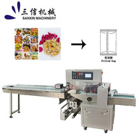 Machine d'emballage horizontale automatique à 3 servomoteurs de 350 mm pour snacks, biscuits, nouilles et bonbons