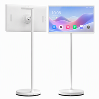 CUHUB TV Layar Sentuh Android Portabel 32 Inci 4K Nirkabel dengan Baterai, Layar LED, Dudukan Putar, dan Kamera untuk Siaran Langsung