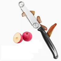 Éplucheur à ressort, couteau d'office à ressort deux en un trancheuse réglable en acier inoxydable Steak tête ronde couteau multifonction couteau à fruits