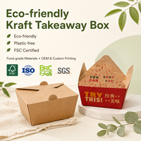 Caja de Almuerzo Desechable de Cartón Kraft Plegable para Restaurante, Comida para Llevar, Suministro con Logotipo Personalizado
