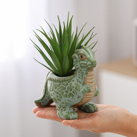 Pot de fleurs moderne en céramique émaillée ornement mignon créatif personnalisé petit animal triangle tyrannosaure rex dinosaure bronze