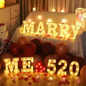 Boda Día de San Valentín Decoración Marry ME Led Marquee Lights Up Letters Propuesta Decoraciones Will You Marry Me Sign