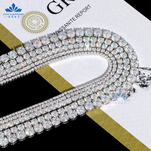 Fancy Fine Jewelry Hip Hop 925 Sterling Silver VVS Moissanite <span class=keywords><strong>Diamond</strong></span> Cluster Iced Out <span class=keywords><strong>Tennis</strong></span> Chain Pulsera Collar para hombres - Product Image 2