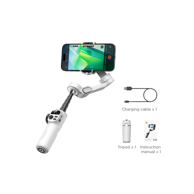 Aochuan Smart X2 Mini 3- Gimbal Stabilizer for iPhone Phone 7.8' Extension Rod for 5.0 AI Tracking Adjustable Arm