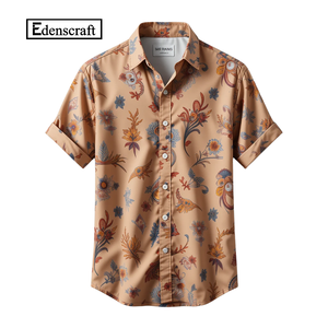 Camisa de Manga Corta con Botones Estampada de Marca Privada para Hombre, Personalizada al por Mayor, OEM, Bangladesh, Poliéster/Algodón, MOQ Flexible, Calidad Premium - Product Image 1