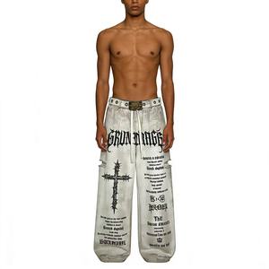 Pantalones Deportivos de Felpa Francesa para Hombre con Logotipo Personalizado, Peso Medio, Poliéster/Algodón, Suministro de Fábrica, Pierna Recta Doble, Estampado de Patchwork - Product Image 3