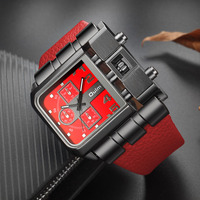 OULM 3364 Montre-bracelet rectangulaire originale pour homme, design unique, bracelet en cuir, montre à quartz pour homme, Reloj Montre