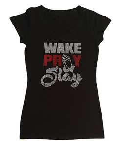Hotfix Iron On Wake Pray Slay Patch kustom berlian imitasi Transfer panas kata desain untuk hoodie t shirt - Product Image 5