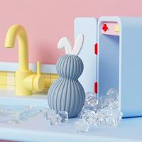 Cetakan Silikon Kelinci 3D Gaya Paskah untuk Kerajinan DIY Kelinci Bergaris, Dekorasi Gipsum, Resin, Hiasan Rumah