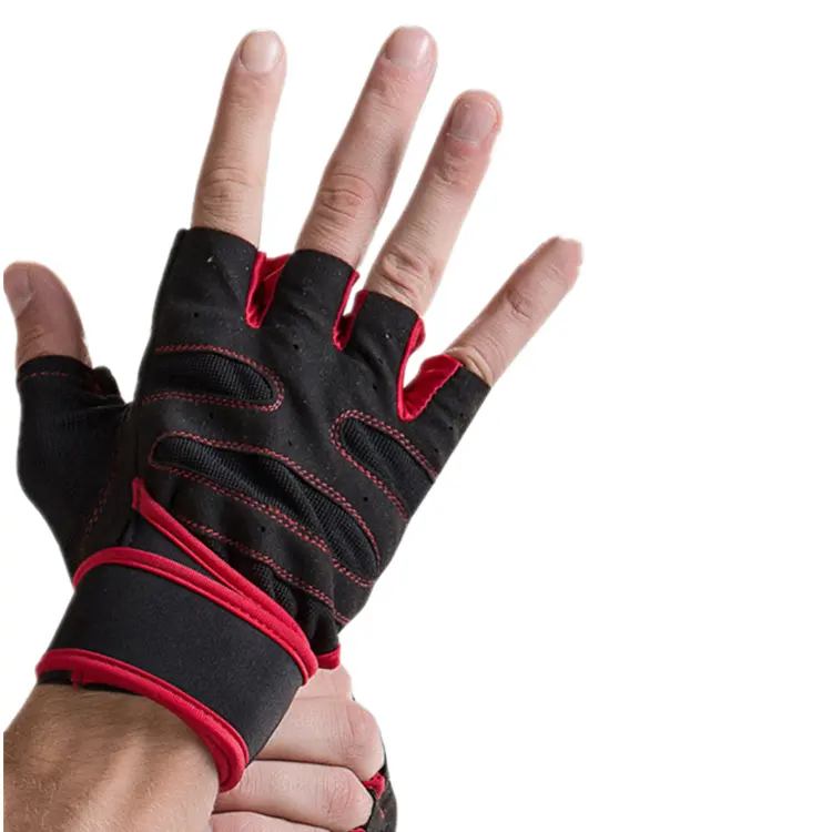 ถุงมือครึ่งนิ้วสำหรับยกน้ำหนักเข้ายิม,ถุงมือออกกำลังกายกลางแจ้งแบบปรับได้ทนทาน