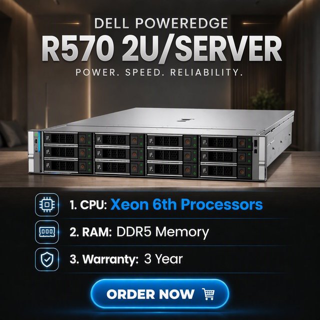 Original Dells EMC PowerEdge R570 Virtualization Rack Server 2U With Intel Xeon 6th Processors/256G DDR5 Ram/H965i/1100W Power