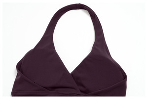 Ensemble de yoga personnalisé pour femme avec logo, débardeur sans coutures à col halter en V et short, séchage rapide, sans traces gênantes pour <span class=keywords><strong>l</strong></span>'entraînement - Product Image 4