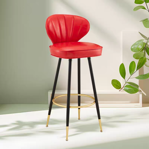 Chaise de <span class=keywords><strong>bar</strong></span> en métal de luxe style nordique, tabouret haut avec dossier pour la maison, chaise d'îlot moderne pour cuisine et restaurant - Product Image 1