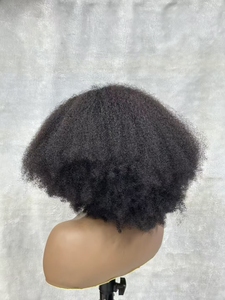 Letsfly Promotion 72$ Afro <b>Wigs</b> 4x4 Closure 100% Human Hair 18inch Natural Black <b>Wigs</b> Available Black Women 200g - Product Image 2