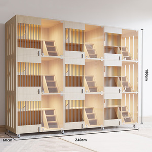 Große Luxuriöse Massivholz-Katzenvilla für Tierhandlungen, Holz-Katzenhotel-Käfig mit Transparenten Paneelen für Tierpensionen - Product Image 4