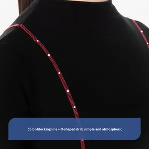 LA CICOGNA Robe de patinage artistique pour filles Noir Rouge <span class=keywords><strong>Classique</strong></span> Color-Block Compétition Entraînement Personnalisé Automne Hiver Patinoire Porter - Product Image 5