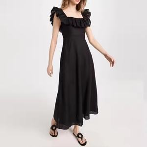 ชุดเดรสยาวผ้าฝ้ายและผ้าลินินสำหรับผู้หญิง ลดราคาสุดฮอต ดีไซน์หรูหราสำหรับใส่ไปทะเล แฟชั่นใหม่สุดเซ็กซี่ - Product Image 4