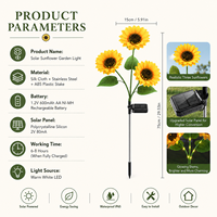 Lampe solaire LED en forme de tournesol pour allée de jardin, aménagement paysager, sécurité, portail de villa, fête de jardin, décoration de Noël
