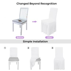 Usualité moins chère et meilleure 180 GSM jupe élastique blanche ourlet Spandex <span class=keywords><strong>housse</strong></span> <span class=keywords><strong>de</strong></span> <span class=keywords><strong>chaise</strong></span> pour chaises à usage général pour mariage - Product Image 4