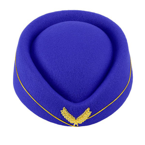 Bleu feutre compagnie aérienne hôtesse de l'air béret chapeau fête Cosplay casquette française pour femmes <span class=keywords><strong>hôtesses</strong></span> - Product Image 2