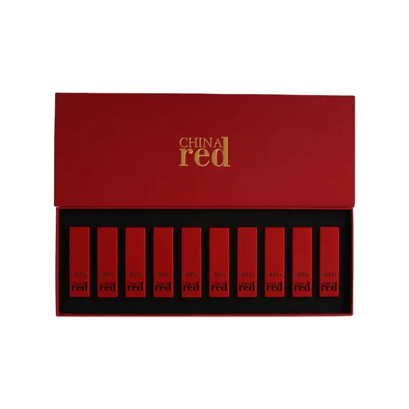 Conjunto de maquiagem feminina de alta qualidade, conjunto de batom vermelho fosco com 10 cores, hidratante, à prova d' água e duradoura