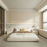 Table de chevet minimaliste moderne avec glissières silencieuses, coins arrondis et design compact pour le rangement de la chambre à coucher