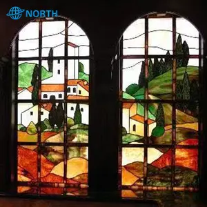 高档定制艺术玻璃高温水画彩绘艺术玻璃装饰的别墅