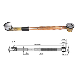 Joyhoo มือจับสังกะสีพร้อมท่อลูกฟูกด้านนอกที่ระบายน้ำในอ่างอาบน้ำกล่องทองเหลืองห้องน้ำสี<span class=keywords><strong>เงิน</strong></span>ทันสมัย<span class=keywords><strong>3</strong></span>ปี - Product Image 2