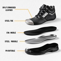 Chaussures de sécurité industrielles professionnelles pour hommes, antidérapantes, en PU, avec embout en acier, en cuir, résistantes aux perforations, bottes de travail