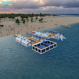 Opblaasbaar zwembadplatform voor recreatieparken, drijvend waterpretpark met pickleballveld - Product Image 4