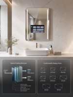 Miroir de salle de bain lumineux carré avec écran TV, 2 Go de RAM, télécommande, logo personnalisé, éclairage LED AI, pour hôtel