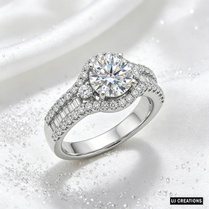 Bague de mariage et de fête personnalisée en or massif 14K/18K avec diamant rond de 1 carat cultivé en laboratoire, certifié IGI, qualité VVS-VS, taille brillant - Product Image 3