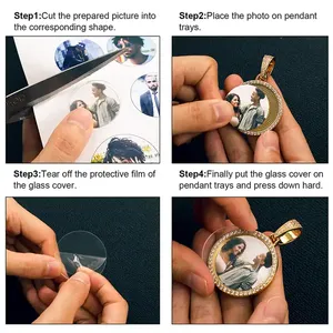 Hip Hop Style 18K Gold Plated Iced Zircon Diamond <strong>Locket</strong> Pendant <strong>Men's</strong> &amp; Women's Custom Blank Photo Memory <strong>Chains</strong> Necklace - Product Image 6