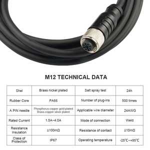 Werkseitige Verarbeitung Benutzer definierte M12 Aviation Plug Wasserdichtes Kabel Gerade M8 1,5 Meter Abschirm schicht Kabel anschlüsse 2 <span class=keywords><strong>3</strong></span> 4-polig - Product Image 3