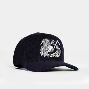 Casquettes en velours côtelé structurées personnalisées, 5 panneaux, logo brodé plat, bleu marine, snapback - Product Image 5