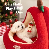 Lit pour chien en tissu en forme de pomme, personnalisé, tendance, chaud, fermé et sûr, pour petits chiens, Bichon Frisé, adapté à toutes les saisons