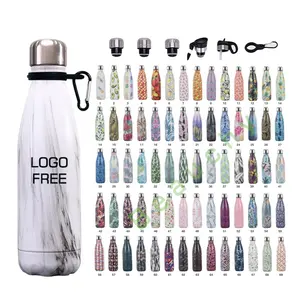 Logo personalizzato doppia parete 500ml in acciaio inox Sport Cola bottiglie di acqua sottovuoto isolato bottiglia di acqua con coperchio