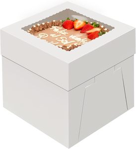 Hộp bánh, hộp bánh cao 8x8x8 inch có cửa sổ, hộp bánh Trắng, hộp nướng lớn, hộp bánh vuông - Product Image 1