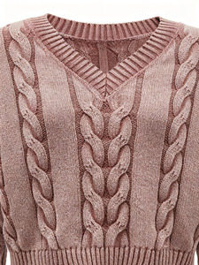 Pull en maille épaisse à manches longues, style sexy et club, pour femmes, en coton 100%, nouvelle production, teinture pigmentée tressée - Product Image 6