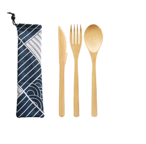 Xách tay tre muỗng đũa Bộ dao kéo phong cách Nhật Bản cắm trại Bộ đồ ăn gỗ xử lý thả đẹp món quà du lịch nhà bếp - Product Image 6