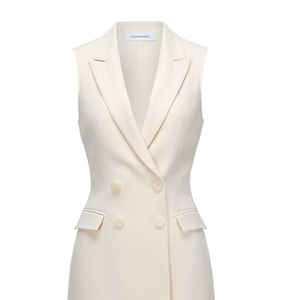 White Double Breasted <b>Linen</b> Vest <b>Women</b> Sleeveless Tailored <b>Waistcoat</b> Business Office Outerwear - Product Image 5