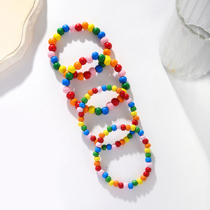 Colorful Women's Bohemian <b>Beaded</b> <b>Bracelet</b> Rainbow Wooden Elastic Jewelry Fashion Accessory Yiwu Origin SY0492 1 - Product Image 5