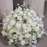 Bola de Flores de Rosa Blanca en Oferta, Arreglo Floral de Rosa Grande de 80 cm, Centros de Mesa para Bodas