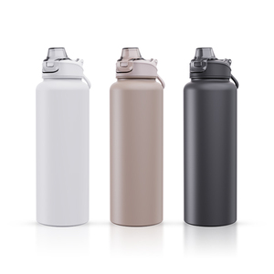 Bouteille d'<span class=keywords><strong>eau</strong></span> isotherme réutilisable en acier inoxydable sans BPA, avec paille et poignée, pour le sport et la gym, 40 oz - Product Image 1