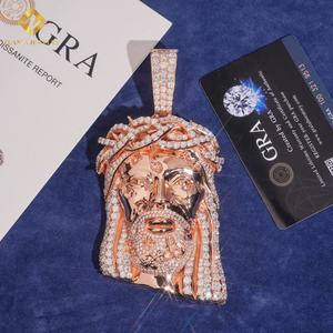 Colgante de Jesús Semipersonalizado Directo de Fábrica, Plata de Ley 925, Pasa el Test de Diamantes, Diamantes Moissanite VVS, Colgante de Jesús con Certificado GRA - Product Image 3