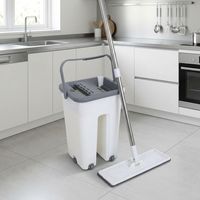 Nouveau best-seller : Serpillère plate rectangulaire intelligente à pression en microfibre avec panier en plastique et brosse à poils pour la maison et le bureau